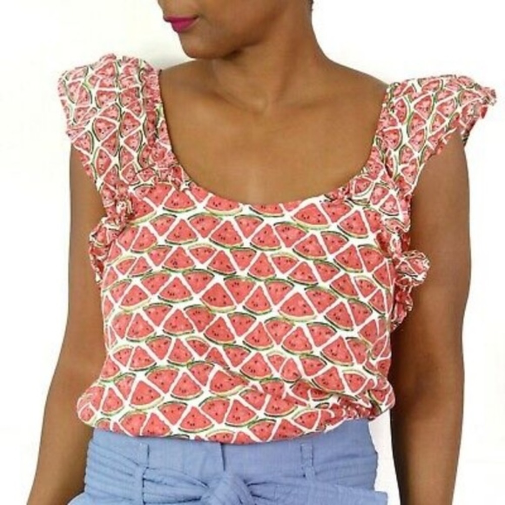 Crown & Ivy Watermelon Print Ruffle Top